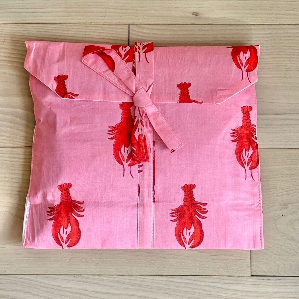 BRAND NEW Hand Block Printed Cotton Pajama Set: Pink Lobster Sleepwear - Picture 8 of 9